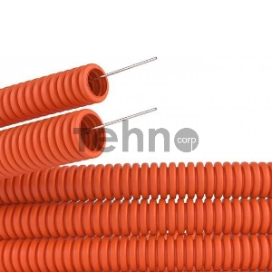 Труба гофрированная из ПНД с зондом ø 16 мм, оранжевая (100 м/уп.) REXANT 