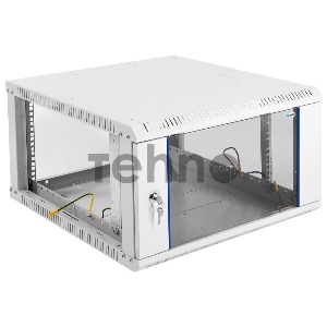 Шкаф телеком. настенный разборный 6U (600х520) дверь стекло,цвет черный (ШРН-Э-6.500-9005)