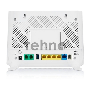 Роутер Wi-Fi  VDSL2/ADSL2+ Zyxel DX3301-T0, 2xWAN (GE RJ-45 и RJ-11), Annex A, profile 35b, 802.11a/b/g/n/ac/ax (600+1200 Мбит/с), EasyMesh, 4xLAN GE, 2xFXS, 1xUSB2.0