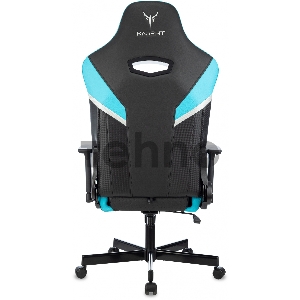 Кресло игровое Knight Thunder 5X черный/голубой эко.кожа крестов. металл