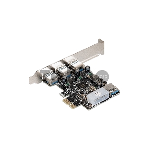 Контроллер ExeGate EXE-367 PCI-E 2.0, 3*USB3.0 ext + 1*USB3.0 int, разъем доп.питания (OEM)