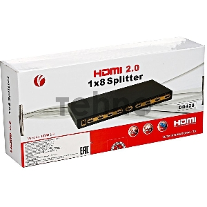 Разветвитель HDMI Spliitter 1=>8  2.0v, VCOM <DD428>