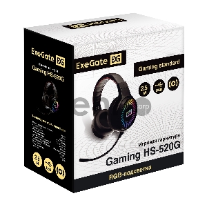 Полноразмерные игровые наушники с микрофоном (гарнитура) ExeGate Gaming HS-520G (USB, 2x3.5мм, динамик 40мм, 20-20000Гц, длина кабеля 2.5м, регулировка громкости, RGB подсветка)