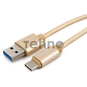 Кабель USB 3.0 Cablexpert CC-P-USBC03Gd-1M, AM/Type-C, серия Platinum, длина 1м, золотой, блистер