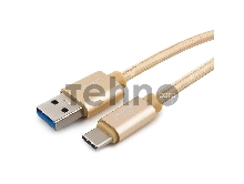 Кабель USB 3.0 Cablexpert CC-P-USBC03Gd-1M, AM/Type-C, серия Platinum, длина 1м, золотой, блистер