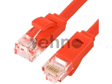 Патч-корд Greenconnect плоский прямой PROF  1.0m UTP медь, кат.6, красный, позолоченные контакты, 30 AWG, Premium ethernet high speed 10 Гбит/с, RJ45, T568B (GCR-LNC624-1.0m)