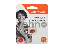 Карта памяти microSD GoPower 64GB Class10 UHS-I (U3) 100 МБ/сек V30 без адаптера