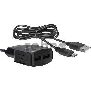 Сетевой адаптер Defender UPC-21 2xUSB,5V/2.1А кабель microUSB