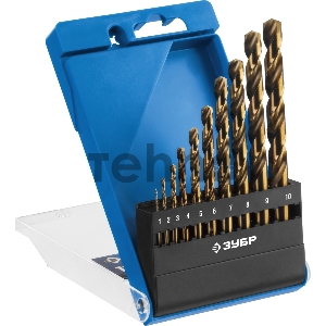 Набор сверл по металлу, ЗУБР КОБАЛЬТ 10шт(1-10мм), сталь Р6М5К5, класс А