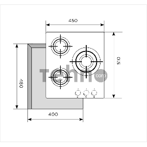 Панель варочная LEX GVG 430 BL  3 конфорки газ-контроль электроподжиг