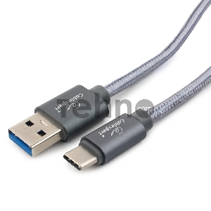 Кабель USB 3.0 Cablexpert CC-P-USBC03Gy-1.8M, AM/Type-C, серия Platinum, длина 1.8м, титан, блистер