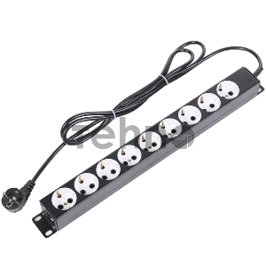 Блок силовых розеток 19 со шнуром (2.0 м) без выключателя, 9 розеток