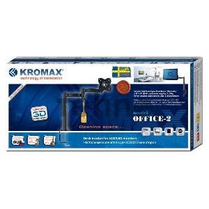 Кронштейн Kromax OFFICE-2 для мониторов LCD 15-32, настольный, VESA 75x75/100x100, высота 222-382мм, наклон ±30°, поворот 360°, нагрузка до 10 кг, grey titan