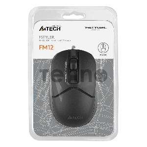 Мышь A4Tech Fstyler FM12S черный оптическая (1200dpi) silent USB (3but)