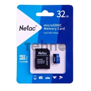 Флеш карта microSDHC 32GB Netac P500 <NT02P500STN-032G-R>  (с SD адаптером) 80MB/s