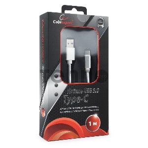 Кабель USB 3.0 Cablexpert CC-P-USBC03S-1M, AM/Type-C, серия Platinum, длина 1м, серебро, блистер