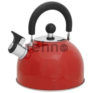 Чайник для плиты MALLONY MAL-039-R из нержавеющей стали со свисток,2,5л,красный  (в уп. 12 шт)