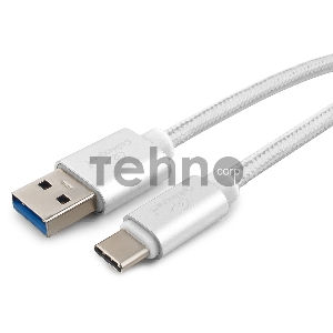 Кабель USB 3.0 Cablexpert CC-P-USBC03S-1.8M, AM/Type-C, серия Platinum, длина 1.8м, серебро, блистер