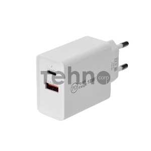 Сетевое зарядное устройство REXANT Type-C + USB 3.0 с Quick charge, белое