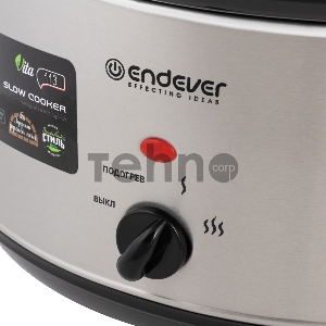Медленноварка Endever Vita-113, серый/стальной, мощность 380 Вт, емкость 8 л, 3 режима, эффект русской печи, 2 шт/уп.