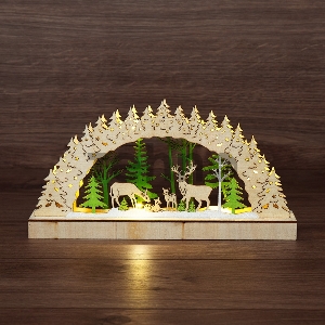 Деревянная фигурка с подсветкой «Семейство оленей» 30х5х15,7 см