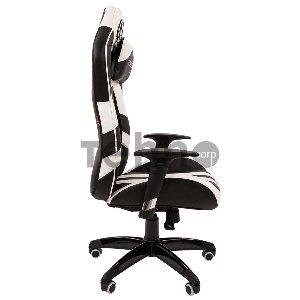 Игровое кресло  Chairman game 25 черный/белый (экокожа, регулируемый угол наклона, механизм качания)