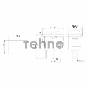 Выключатель клавишный 12V 15А (3с) ON-OFF синий  с подсветкой  Mini  REXANT