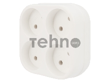 Четверник электрический 6А без заземления, белый REXANT