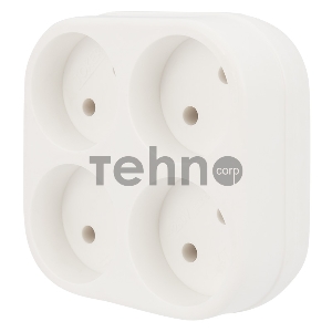 Четверник электрический 6А без заземления, белый REXANT
