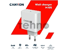 Сетевой адаптер Canyon, GAN 65W charger  Input:  100V-240V Output: 5.0V3.0A /9.0V3.0A /12.0V-3.0A/ 15.0V-3.0A /20.0V3.25A , Eu plug, Over- Voltage ,  over-heated, over-current and short circuit protection Compliant with CE RoHs,ERP. Size: 53*53*29mm, 110g, White