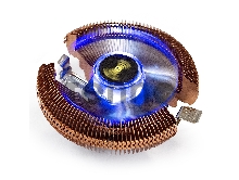 Кулер ExeGate EX286153RUS Wizard EE91-Cu.BLUE (Al+Copper, LGA775/1150/1151/1155/1156/1200/AM2/AM2+/AM3/AM3+/AM4/FM1/FM2/754/939/940, TDP 80W, Fan 90mm, 2200RPM, Hydro bearing, 3pin, 22db, 265г, голубая подсветка, с термопастой, на защелках, Retail color box)