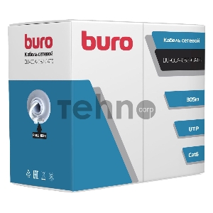 Кабель сетевой Buro BU-CCA-052-CAT6 UTP 4 пары cat6 solid 0.52мм 305м серый