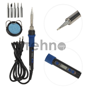 Паяльник REXANT, подставка, набор из 5 жал, цифровой, керамический нагреватель, 200-500 °C, 220 В/65 Вт