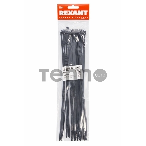 Хомут-стяжкa нeйлонoвая REXANT 300x4,8 мм, черная, упаковка 25 шт.