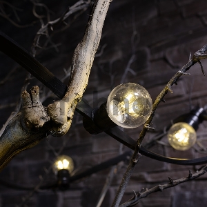 Гирлянда LED Galaxy Bulb String 10м, черный КАУЧУК, 30 ламп*6 LED ТЕПЛЫЙ БЕЛЫЙ, влагостойкая IP65