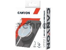 Беспроводное зарядное устройство CANYON WS-100 Wireless charger, Input 9V/2A, 9V/2.7A, 12V/2A, Output 15W/10W/7.5W/5W, Type c cable length 1.5m, Acrylic surface+Aluminium alloy edge, 59*59*7mm, 0.06Kg, Silver