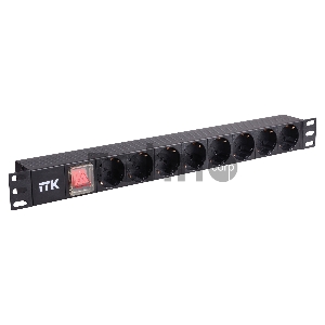 Блок розеток 19 (8шт)PDU с LED выкл.алюм.профиль 1U шнур 2м вилка DIN49440 (нем.станд.) | PH12-8D1 | ITK
