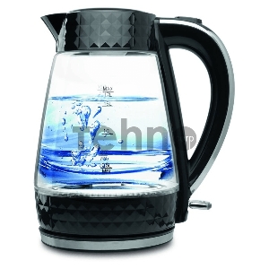 Чайник Polaris PWK-1700-СGL (2200W,1,7л, диск, стекло/нерж.,подсветка) черный/хром