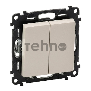 Механизм выключателя 2-кл. СП Valena Life 10А IP20 250В с лицевой панелью; безвинтовые зажимы сл. кость Leg 752505