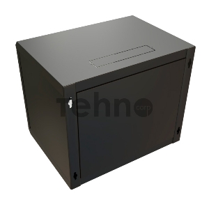 Шкаф коммутационный WRline (WR-TW-1245-GP-RAL9004) настенный 12U 600x450мм пер.дв.стекл 2 бок.пан. 60кг черный 370мм 650мм IP20 сталь