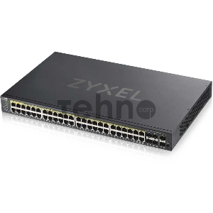 Коммутатор ZYXEL GS1920-48HPv2 Hybrid Smart switch PoE+ Zyxel Nebula Flex, 44xGE PoE+, 4xCombo (SFP/RJ-45 PoE+), 2xSFP, budget PoE 375W, Standalone / cloud management