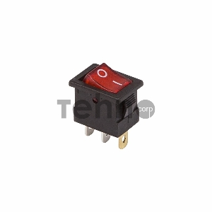 Выключатель клавишный 12V 15А (3с) ON-OFF красный  с подсветкой  Mini  REXANT