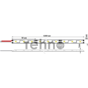 LED лента силикон, 10 мм, IP65, SMD 5050, 60 LED/m, 12 V, цвет свечения красный
