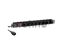 Блок розеток горизонтальный ExeGate ServerPro PDU-19H806 Al-8S-C14-3-SW, 19