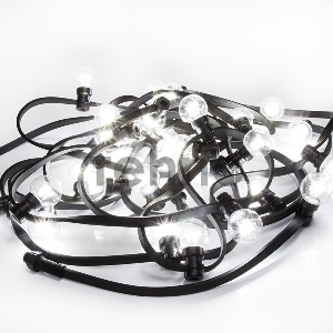 Гирлянда LED Galaxy Bulb String 10м, черный КАУЧУК, 30 ламп*6 LED БЕЛЫЕ, влагостойкая IP65
