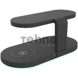 Беспроводное зарядное устройство CANYON WS-501 5in1 Wireless charger, with UV sterilizer, with touch button for Running water light, Input QC36W or PD30W, Output 15W/10W/7.5W/5W, USB-A 10W(max), Type c to USB-A cable length 1.2m, 188*90*81mm, 0.249Kg, Bla
