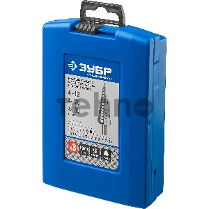 Набор ступенчатых сверл Зубр 29670-4-30-H3_z01 d=4-12мм, 5 ступ. d=4-20мм 9 ступ., d=4-30мм 14ступ.
