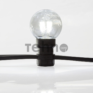 Гирлянда LED Galaxy Bulb String 10м, черный КАУЧУК, 30 ламп*6 LED БЕЛЫЕ, влагостойкая IP65
