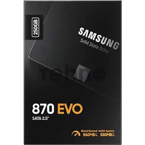 Накопитель SSD  SAMSUNG 250GB 870 EVO, V-NAND 3-bit MLC, MGX, 2.5 SATA 6Gb/s, R560/W530, IOPs 98000/88000