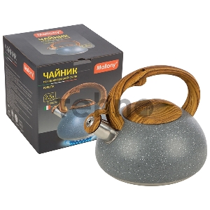 Чайник FORESTA, объем 2,5 л, из нерж стали, с ручкой под дерево